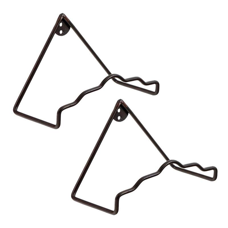 Achla Designs Roman Bronze Wrought Iron Plate Wall Hangers (Set of 2), Powder Coat Finish - 8"W x 5.5"H x 4"L