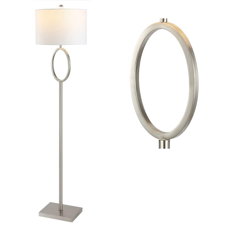 Oliver Metal LED Floor Lamp, by JONATHAN Y - 61" H x 15" W x 15" D - Nickel