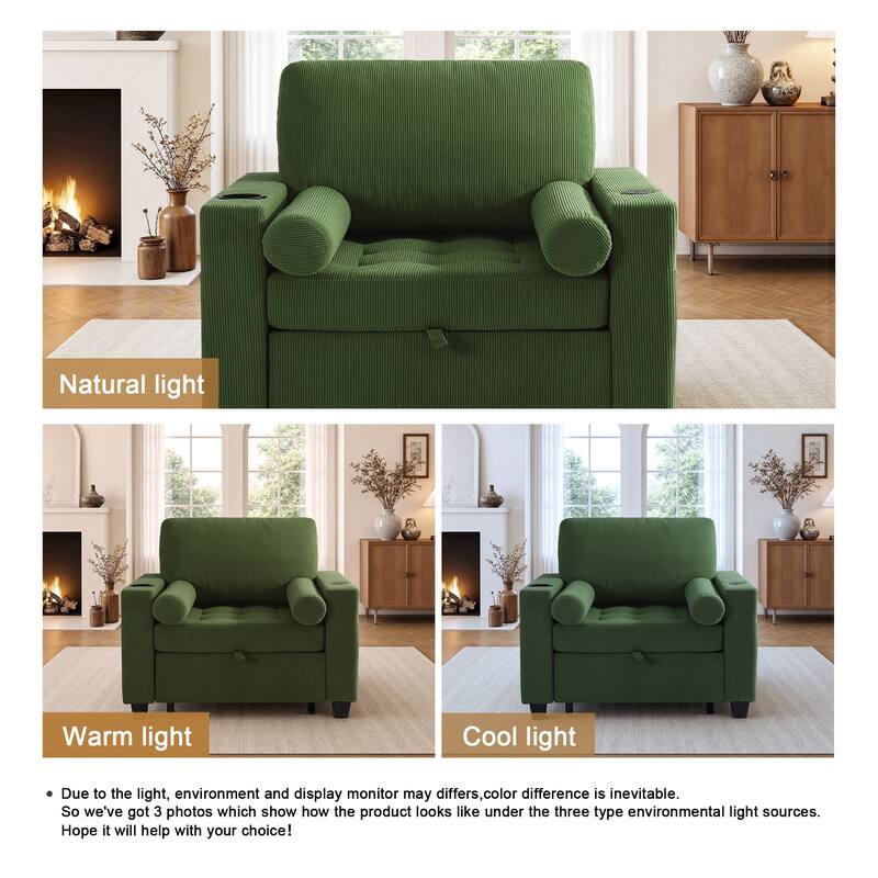 3-in-1 Pull-Out Sleeper Chair Bed Convertible Adjustable Lounge