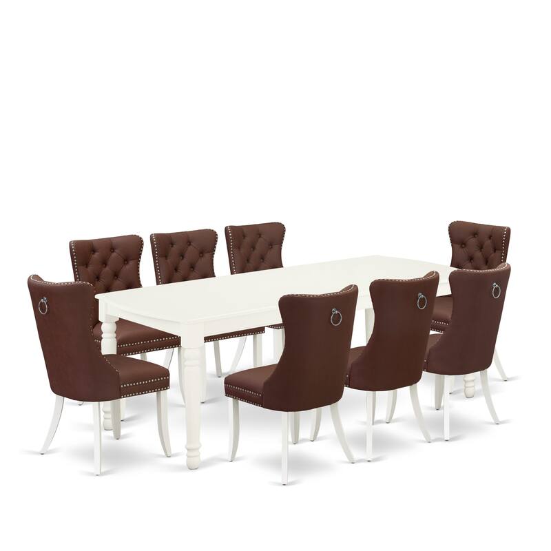 East West Furniture Dining Set Includes a Rectangle Kitchen Table and Upholstered Chairs, Linen White (Pieces Options) - DODA9-LWH-26