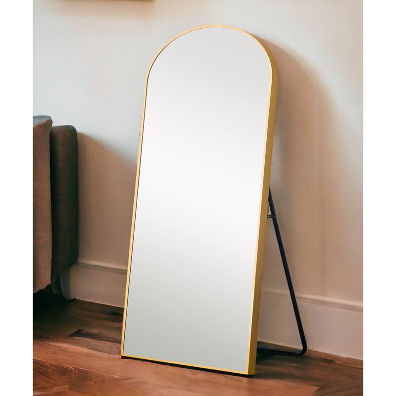 HomeRoots 71" Gold Arch Metal Framed Full Length Standing Mirror - 27.56