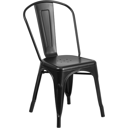 Collins Matte Black Metal Indoor Outdoor Patio Bar Stackable Chair