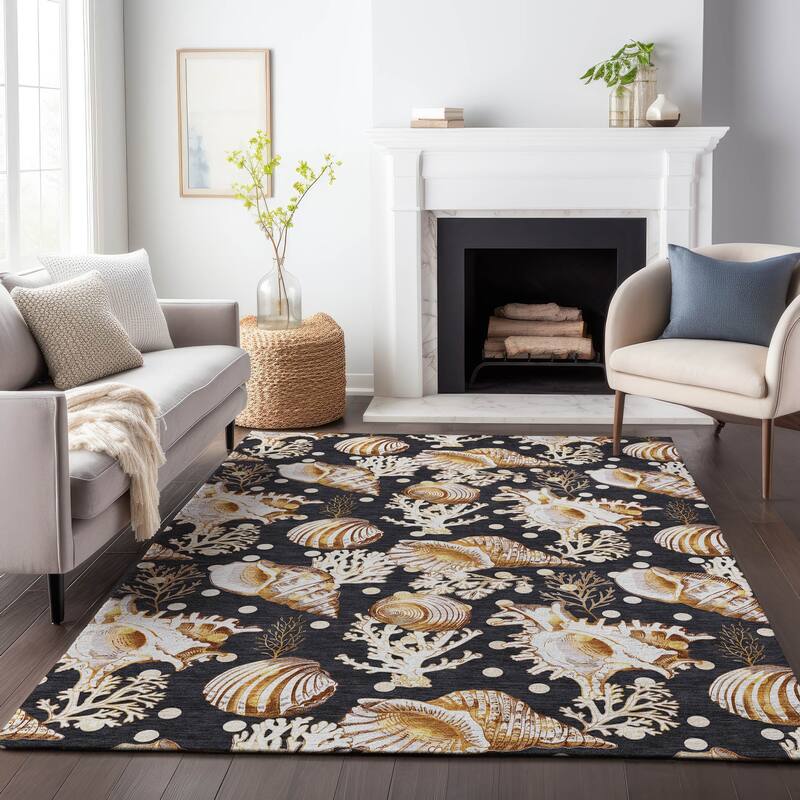 Premium Washable Super Soft Coastal Seashells Mayfield Rug