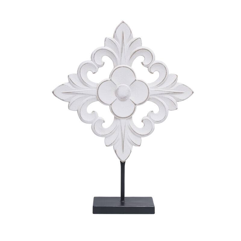 Elements White Wood and Metal Tabletop Decor, 19 Inch