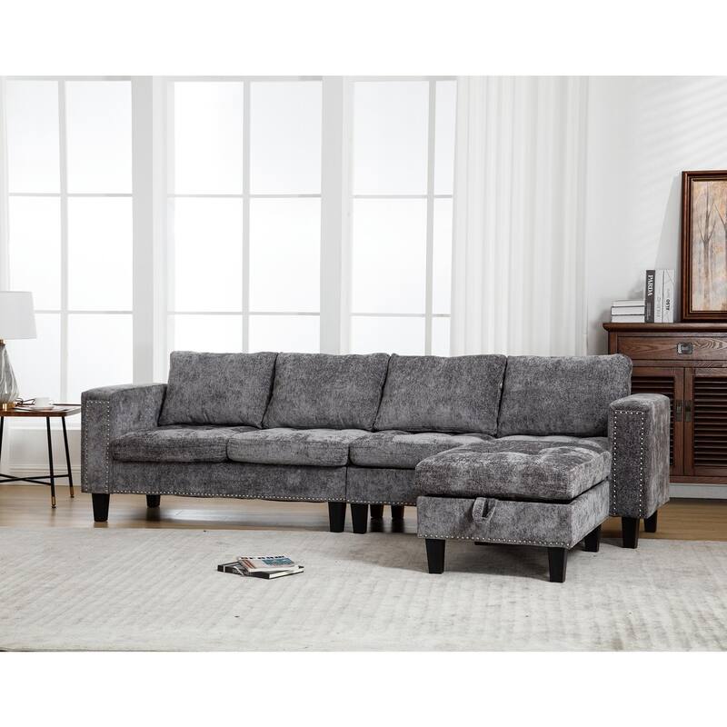 5 Seat Modular Sofa with Storage Ottoman