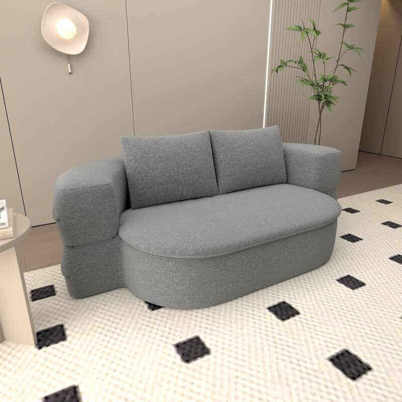 2-in-1 Foldable Convertible Futon Twin Size Sleeper Bed with 2 Pillows