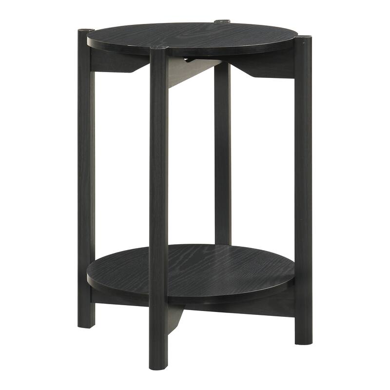 Furniture of America Rovion 2-Piece Round Wood Coffee Table Set with Open Bottom Shelf