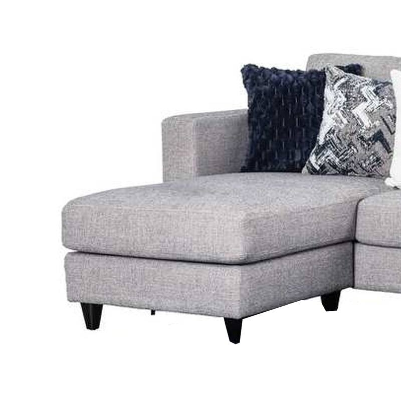 Harie Sectional Sofa with Chaise, 6 Pillow, Light Gray Chenille, 101in