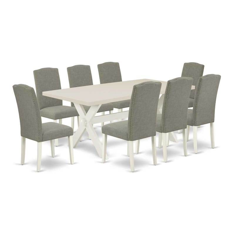 Rectangular Dining Table Set with 8 Chairs - Solid Wood Dining Room Table & Parson Chairs