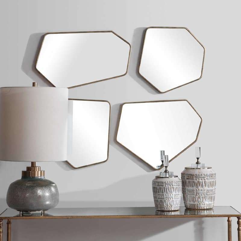 Scandinavian Style Wall Mirrors - 20" - Gold - Set of 4