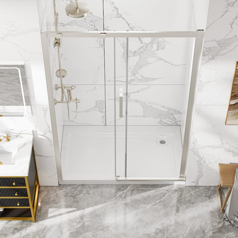 Modland 44-48" x 74'' Adjustable Sliding Shower Door, 5/16" SGCC Tempered Glass, Framed Enclosure with 304 Stainless Handle