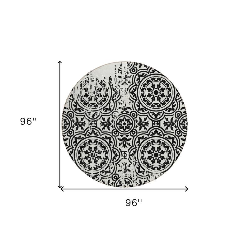 HomeRoots Medallion Transitional Rectangle Outdoor Rug