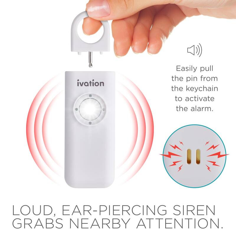 Ivation Personal SOS Keychain Alarm, 130 dB Rechargeable Personal Alarm w/LED Strobe Light