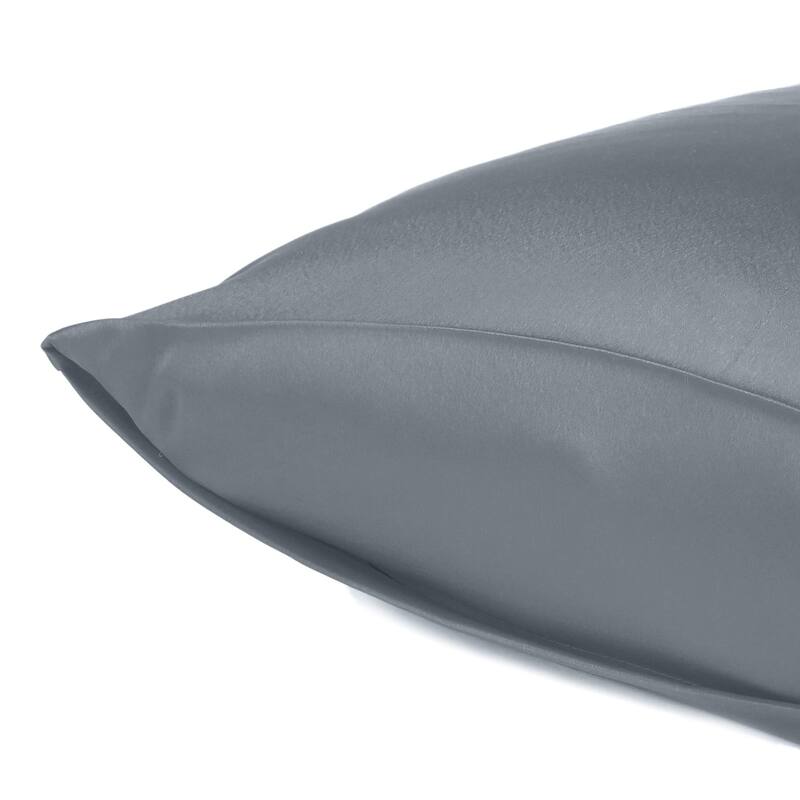 HomeRoots Dark Gray Dreamy Set Of 2 Silky Satin King Pillowcases