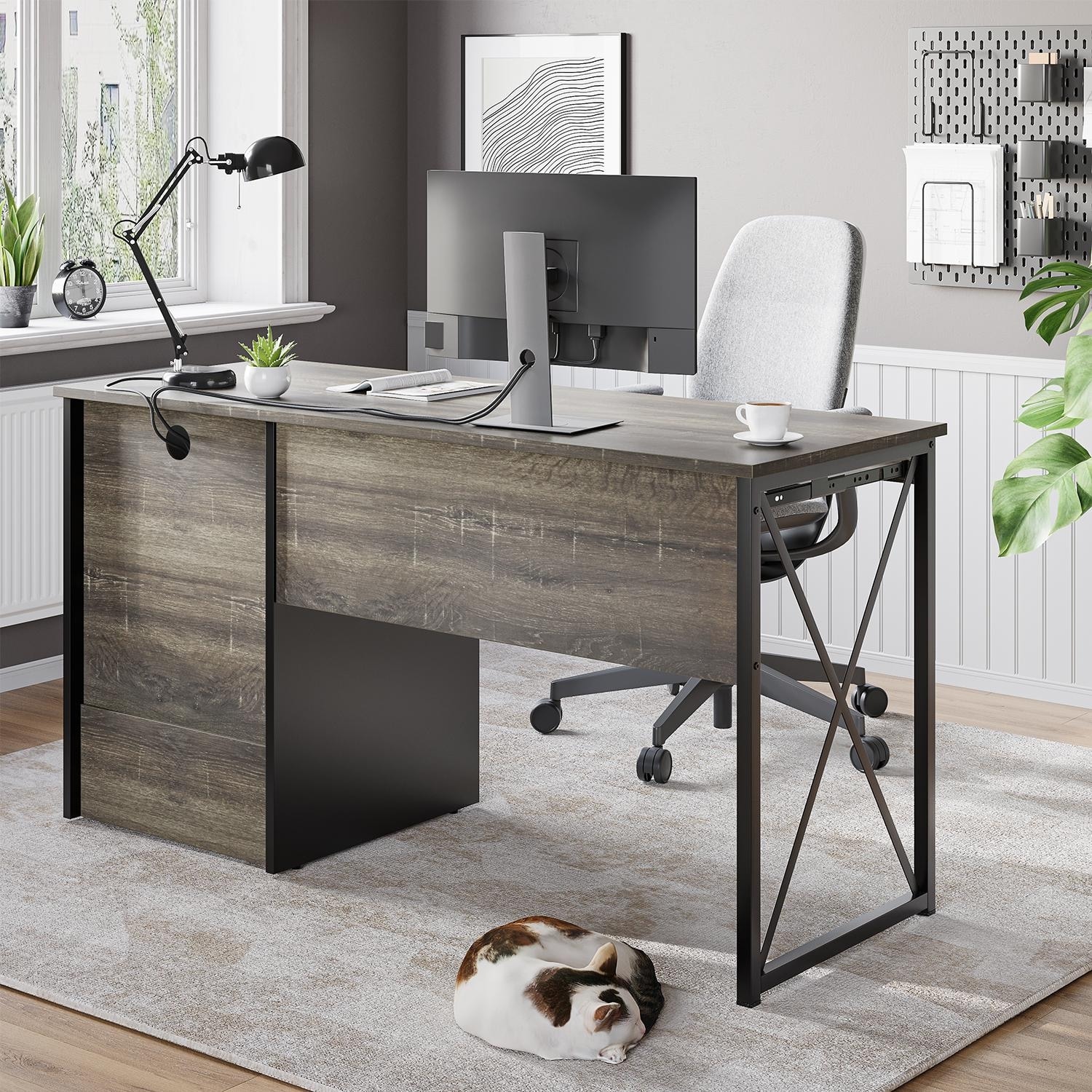 55 inch desk with keyboard outlet tray