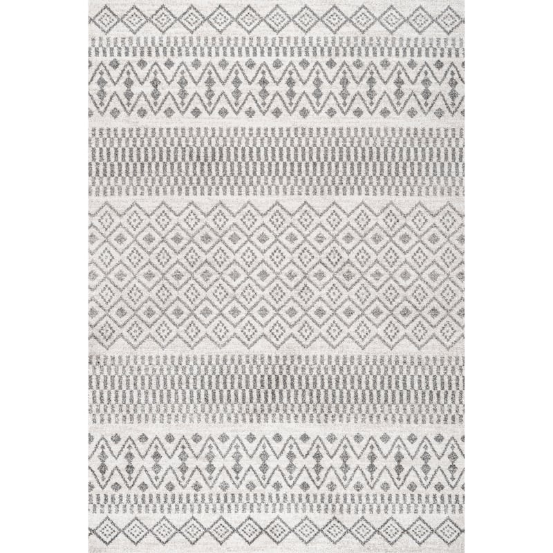 JONATHAN Y Bhalil Berber Geometric Stripe Area Rug - 3 X 5 - Cream/Gray