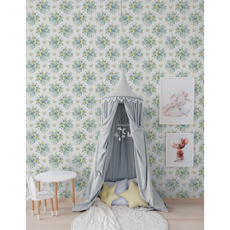 NextWall Floral Bunches Peel and Stick Wallpaper