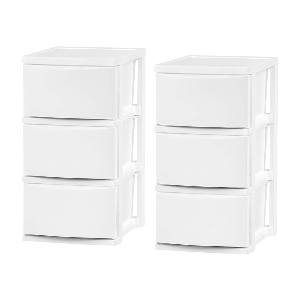 IRIS USA® Nesting Stacking Narrow Chest 15 Qt - White - Set of 2