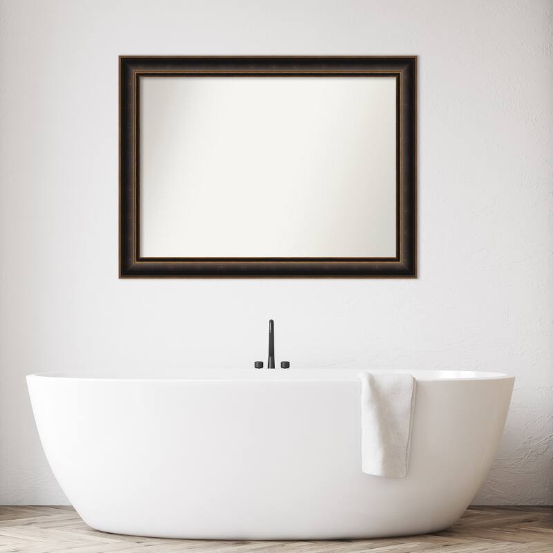 Villa Oil Rubbed Bronze Non-Beveled Wood Framed Bathroom Vanity Wall Mirror - Villa Oil Rubbed Bronze