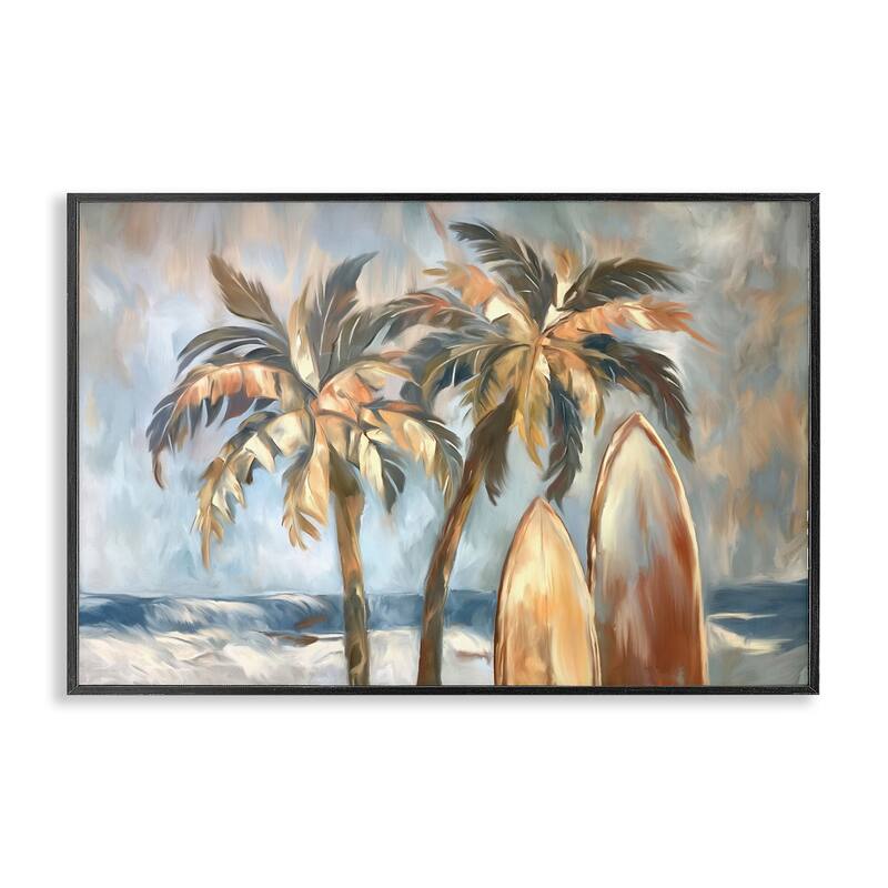 Stupell Warm Tropical Surfboards Framed Giclee Art Design By Ramona Murdock - 18 x 12 - Black