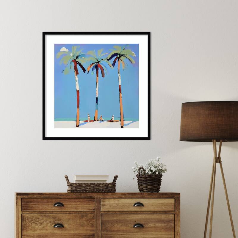 Three Palm Trees by Elena Avanesova Wood Framed Wall Art Print