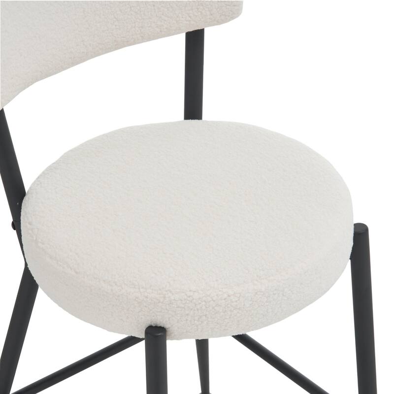 Set Of 4 Modern Teddy Fabric Upholstered Bar Stools - Metal Base High Stool - Suitable For Kitchen
