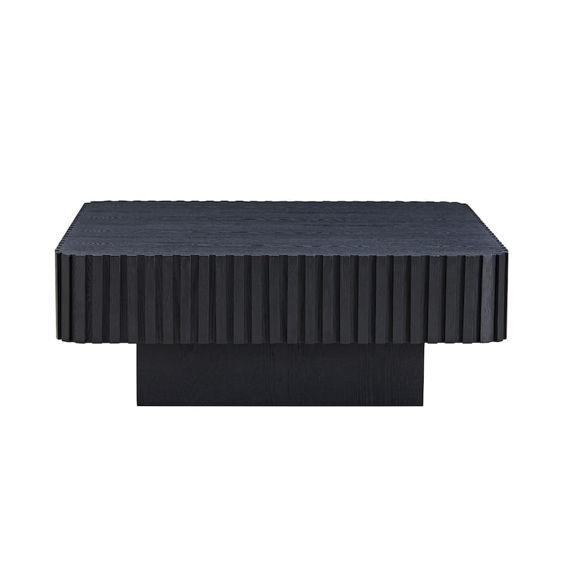 GDF Studio - Halden Modern Square Wood Veneer Coffee Table with Handcrafted Relief