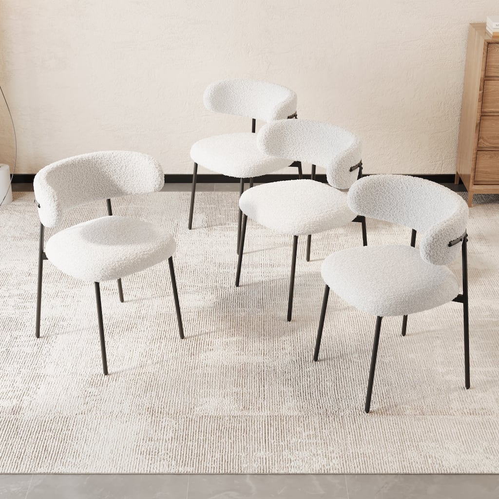 Modern Teddy Velvet 4 Piece Kitchen Dining Chair Set with Cushions, Metal Legs for Dining Room Kitchen Living Room Bedroom