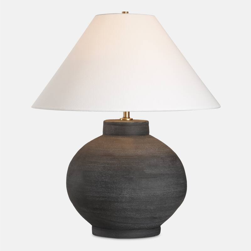 Rustic Charcoal Table Lamp with Tapered Shade - 25.5"