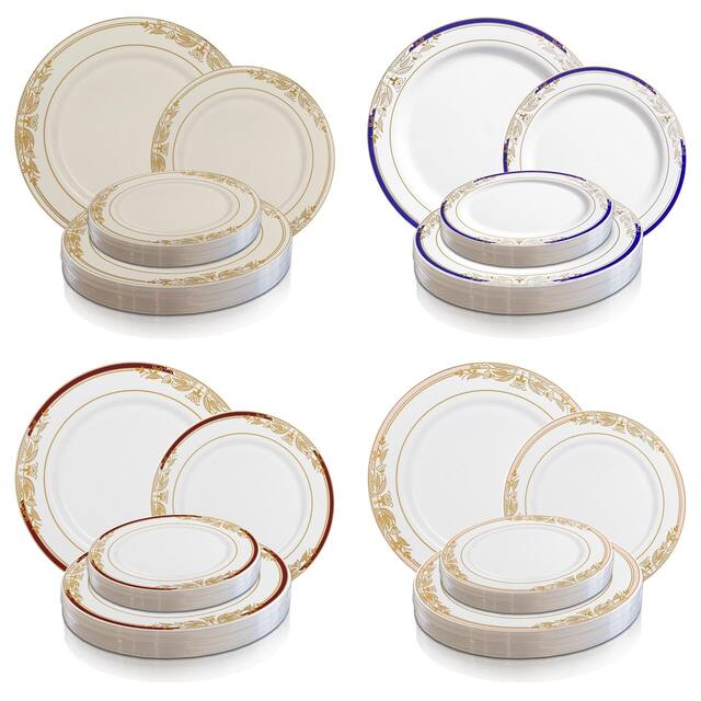 Gold Harmony Rim Disposable Plastic Plate Packs - Party Supplies