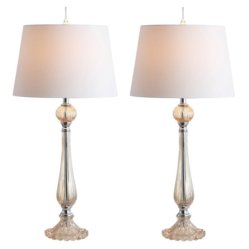 Caterina 32.5" Glass LED Table Lamp, Champagne (Set of 2) by JONATHAN Y