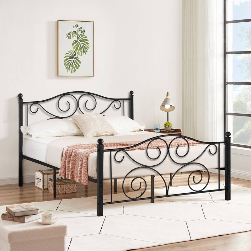 Taomika 3-Pieces Bedroom Sets with Black Bed Frame 2-Pack Stackable Brown Gray Nightstands
