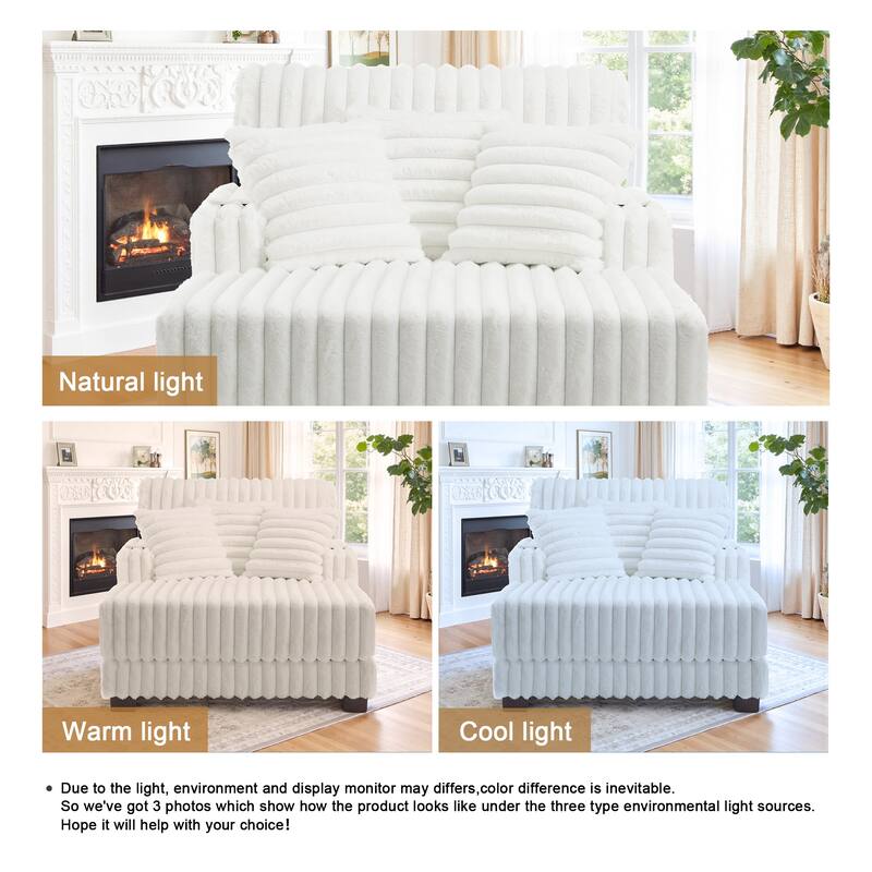 41.7" W Upholstered Plush Corduroy Chaise Lounge withe Pillows