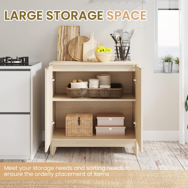 EROMMY Fluted Storage Cabinet with Double Doors & Adjustable Shelves - Modern 31"/55" Accent Buffet Cabinet for Kitchen,Room