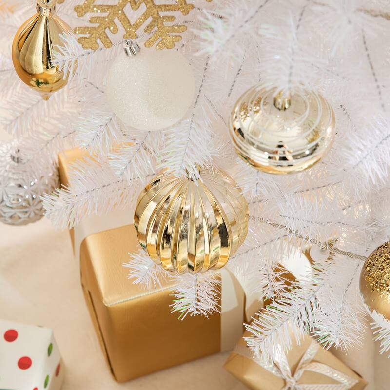 Glitzhome 160ct Christmas Elegant 29-Finish Ball Boxed Shatterproof Ornaments