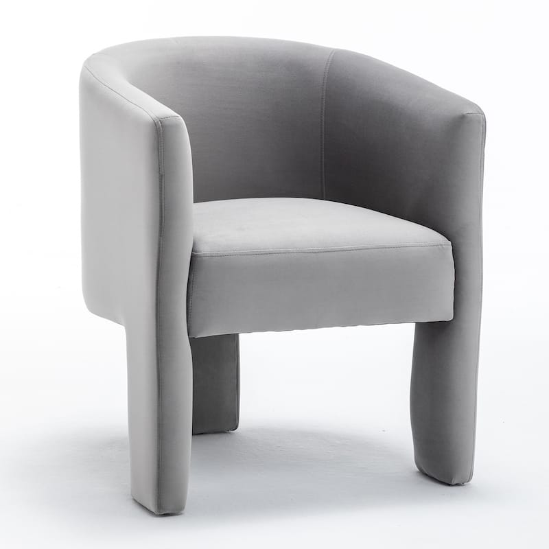 SEYNAR Modern Velvet Accent Chair, Upholstered Barrel Chair with Unique Solid Base for Living Room Soft Club Chair