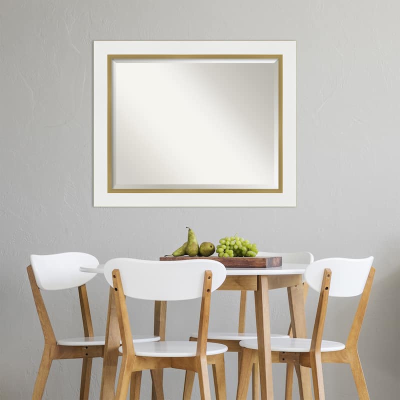 Beveled Wall Mirror - Eva White Gold Frame - Eva White Gold
