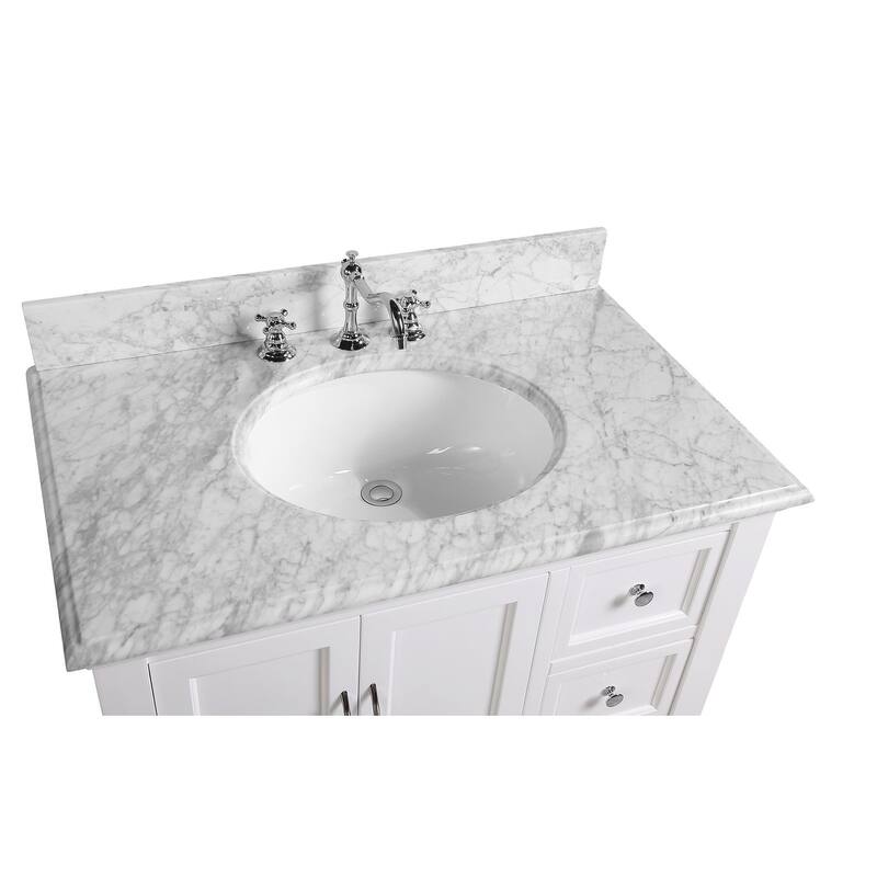 KitchenBathCollection Beverly 36" BathroomVanity w/ Carrara Marble Top
