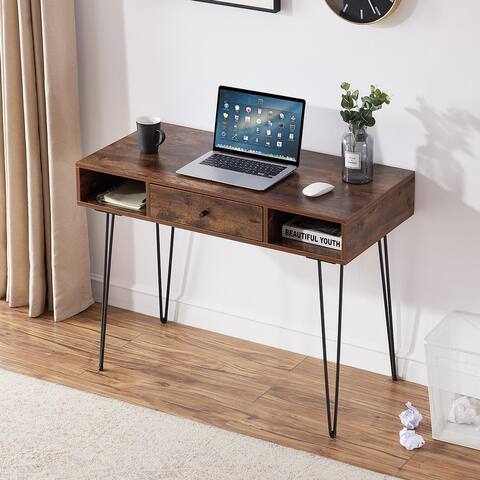 VECELO Industrial Home Office Computer Writing Desk with Drawers