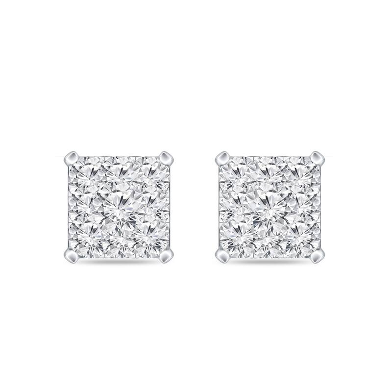 Auriya 14k Gold 1/2ctw Square Pave Diamond Stud Earrings (H-I, I1-I2)