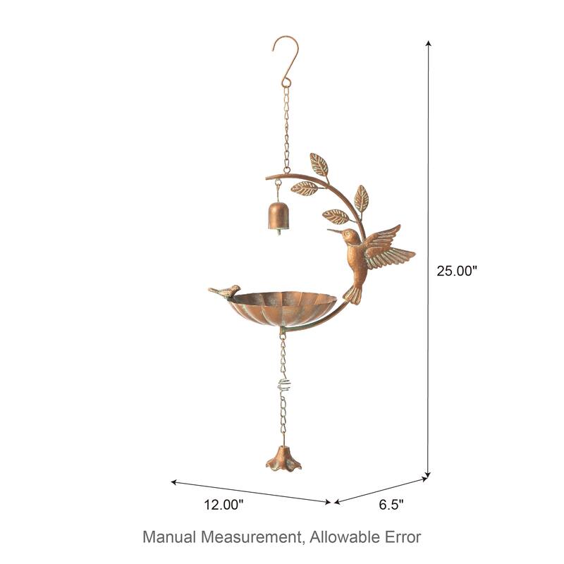 Glitzhome 25"H Faux Copper Patina Finish Hummingbird Birdfeeder