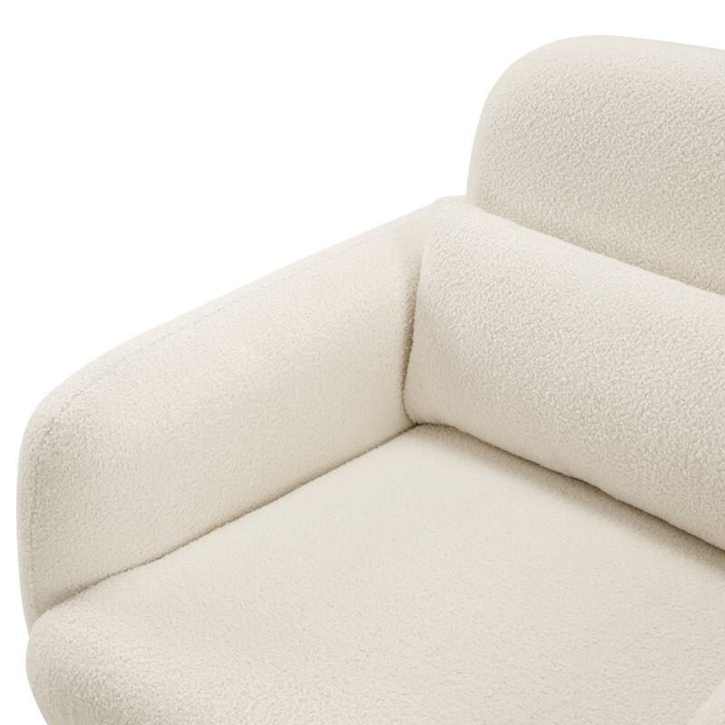 Silas 32.5" Boucle Accent Chair - 1 Matching Pillow, Attached Cushions