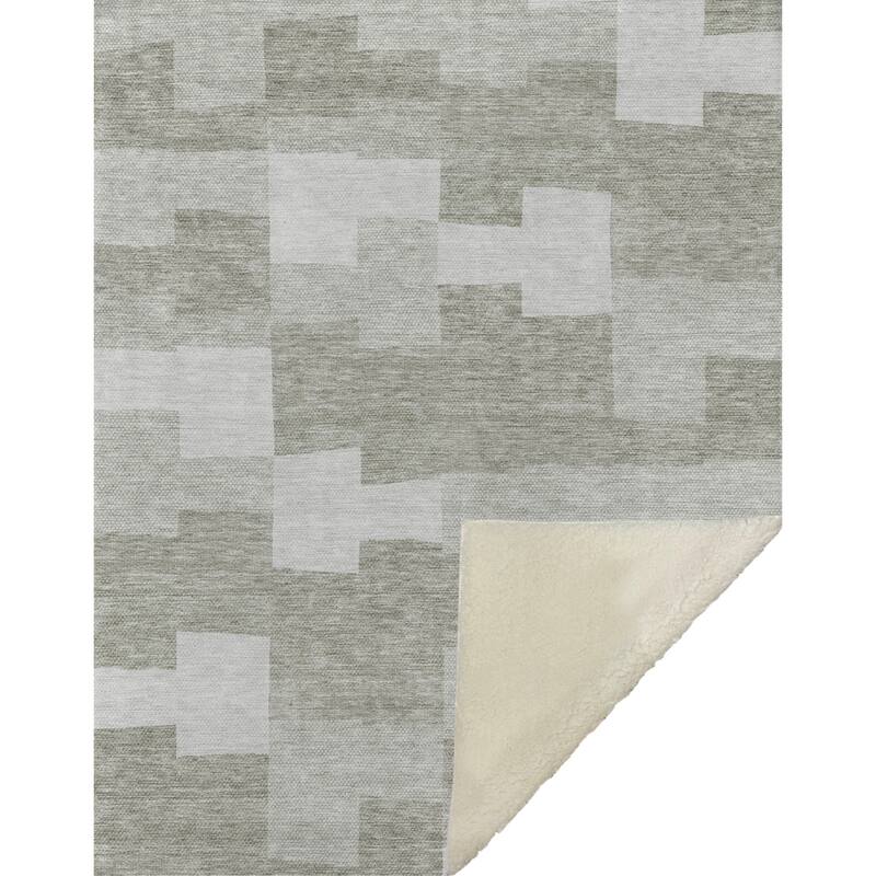 Premium Machine Washable Modern Blocks Sherpa Throw Blanket