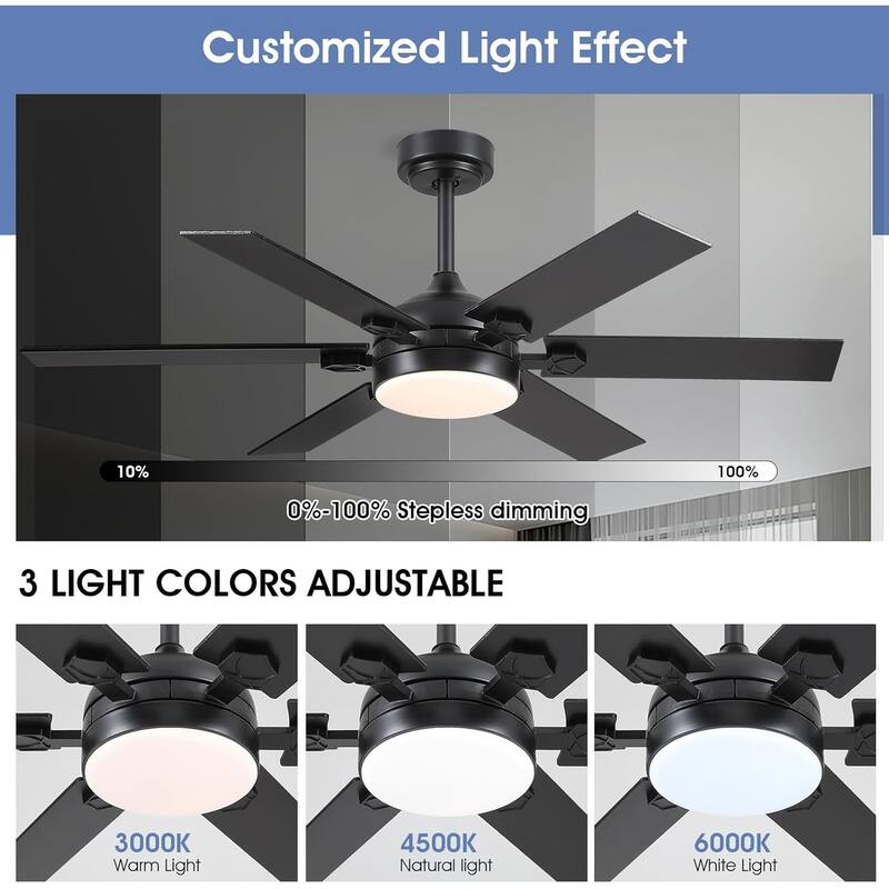 46 or 52 Inches Ceiling Fan with Light and Remote
