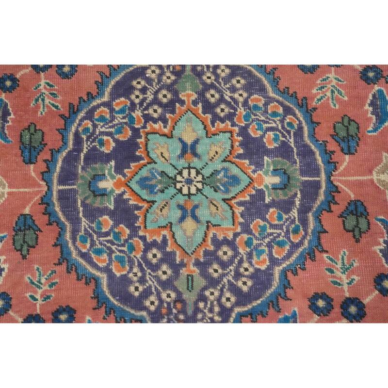Hand Knotted Oriental 100% Wool Carpet Traditional Floral Pink Tabriz Area Rug - 6' 1'' X 4' 5''