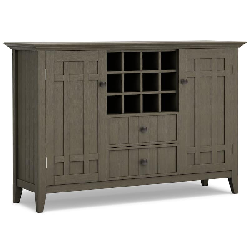 WYNDENHALL Freemont SOLID WOOD 54 inch Wide Transitional Sideboard Buffet and Wine Rack - 54 W x 17 D x 36 H