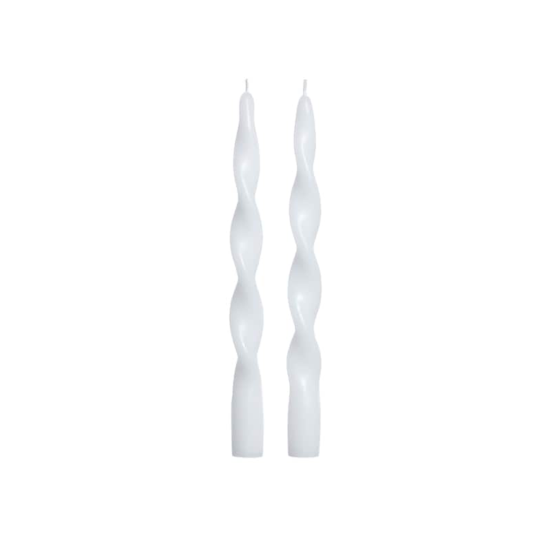Lumière Twist Formal Taper Candles, Set of 12 - Holiday Table Décor - White - 10"