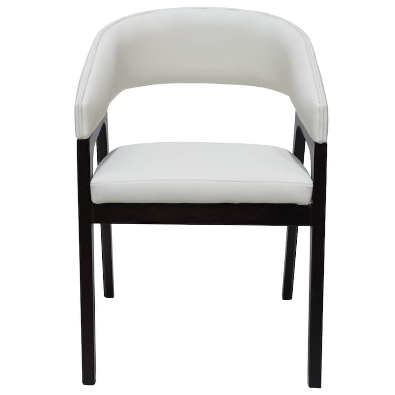 Cali Leather Dining Chair with Rubberwood Legs for Modern Kitchend and Dining Room Accent Arm Chair With Curved Open Back Design