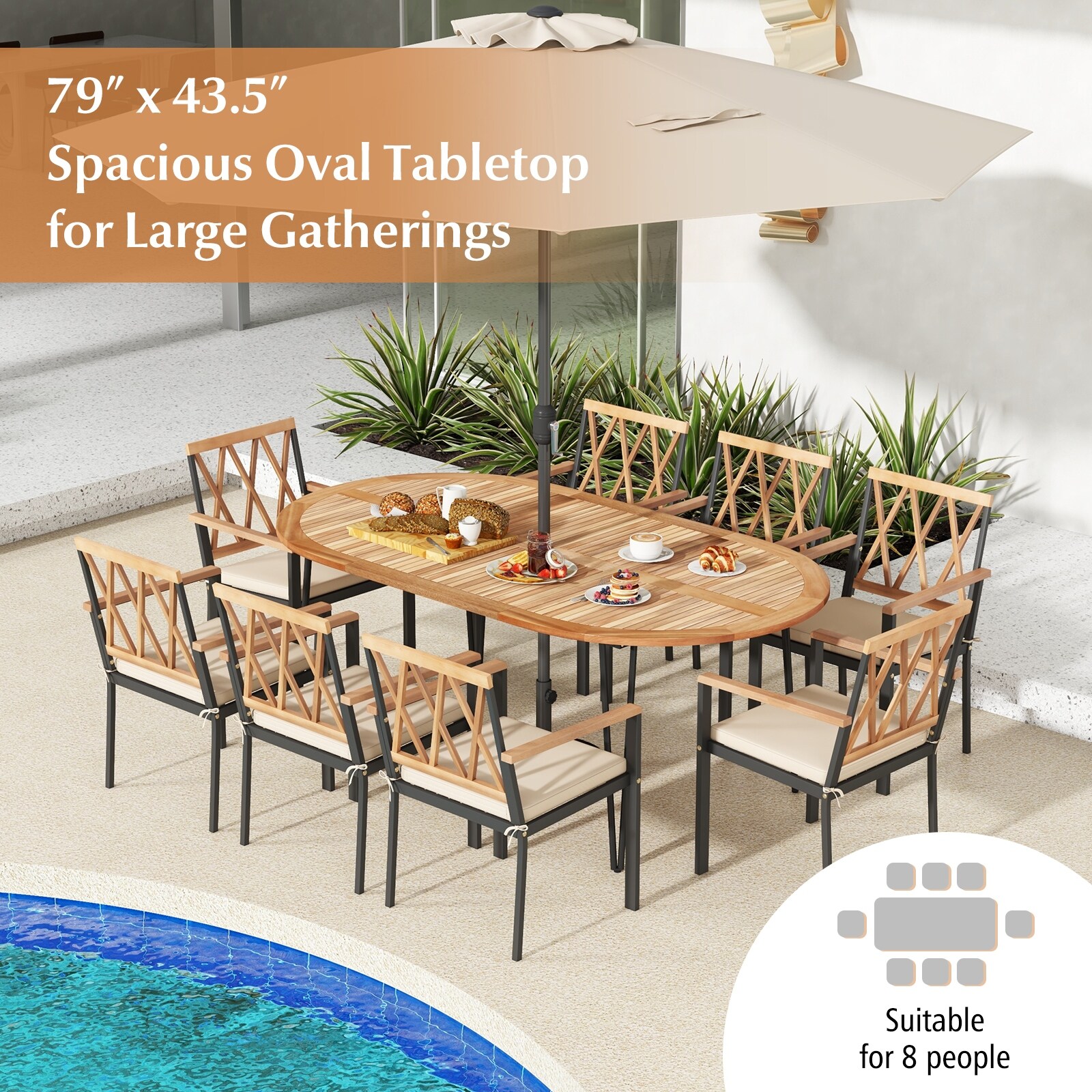 hexagonal patio umbrella stand Hexagon Single Post Roof Shade Structure | Shade Canopy JanSport Driver 8 Rolling 1x 9ft umbrella Note Tannic Pike & Musky Color:Matte Ultraviolet