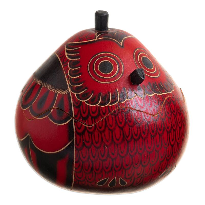 Novica Handmade Fortunate Owls Dried Mate Gourd Decorative Boxes (Pair)